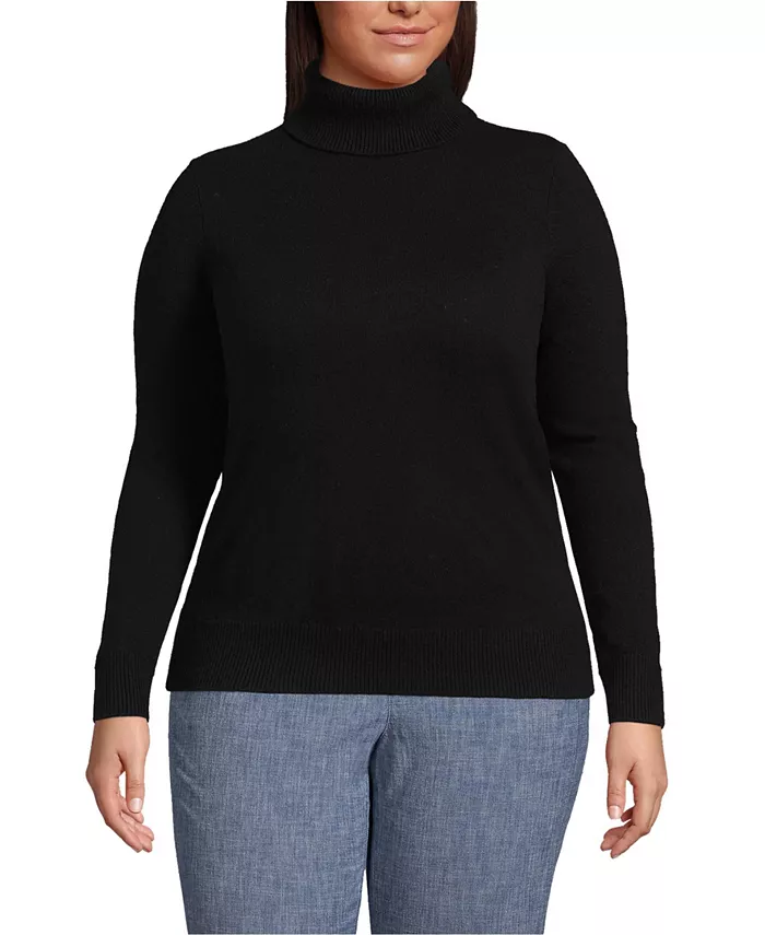 Кашемировый свитер с высоким воротом больших размеров Lands' End, черный
Кашемировый свитер с высоким воротом больших размеров Lands' End, черный