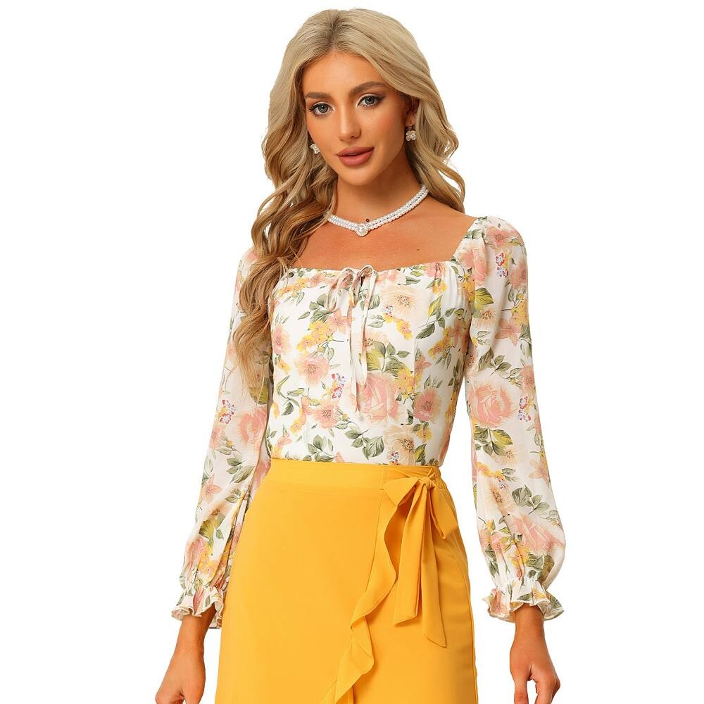 Женский топ с цветочным принтом, элегантная блузка с квадратным вырезом и длинными рукавами ALLEGRA K, бежевый
Женский топ с цветочным принтом, элегантная блузка с квадратным вырезом и длинными рукавами ALLEGRA K, бежевый