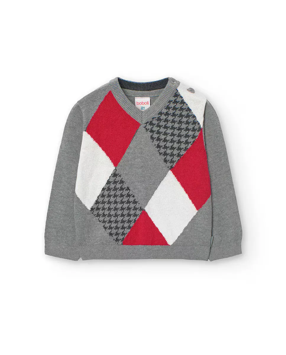 Свитер для мальчика с геометрическим принтом и V-образным вырезом Boboli, светло-серый
Свитер для мальчика с геометрическим принтом и V-образным вырезом Boboli, светло-серый