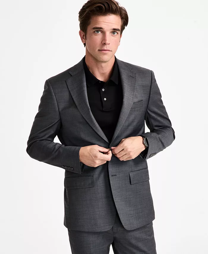 Мужской приталенный пиджак из шерстяной ткани с добавлением эластана Calvin Klein, серый
Мужской приталенный пиджак из шерстяной ткани с добавлением эластана Calvin Klein, серый