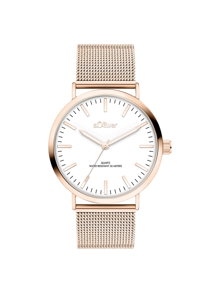 s.Oliver Классические большие наручные часы с сетчатым ремешком в корпусе из розового золота
s.Oliver Классические большие наручные часы с сетчатым ремешком в корпусе из розового золота