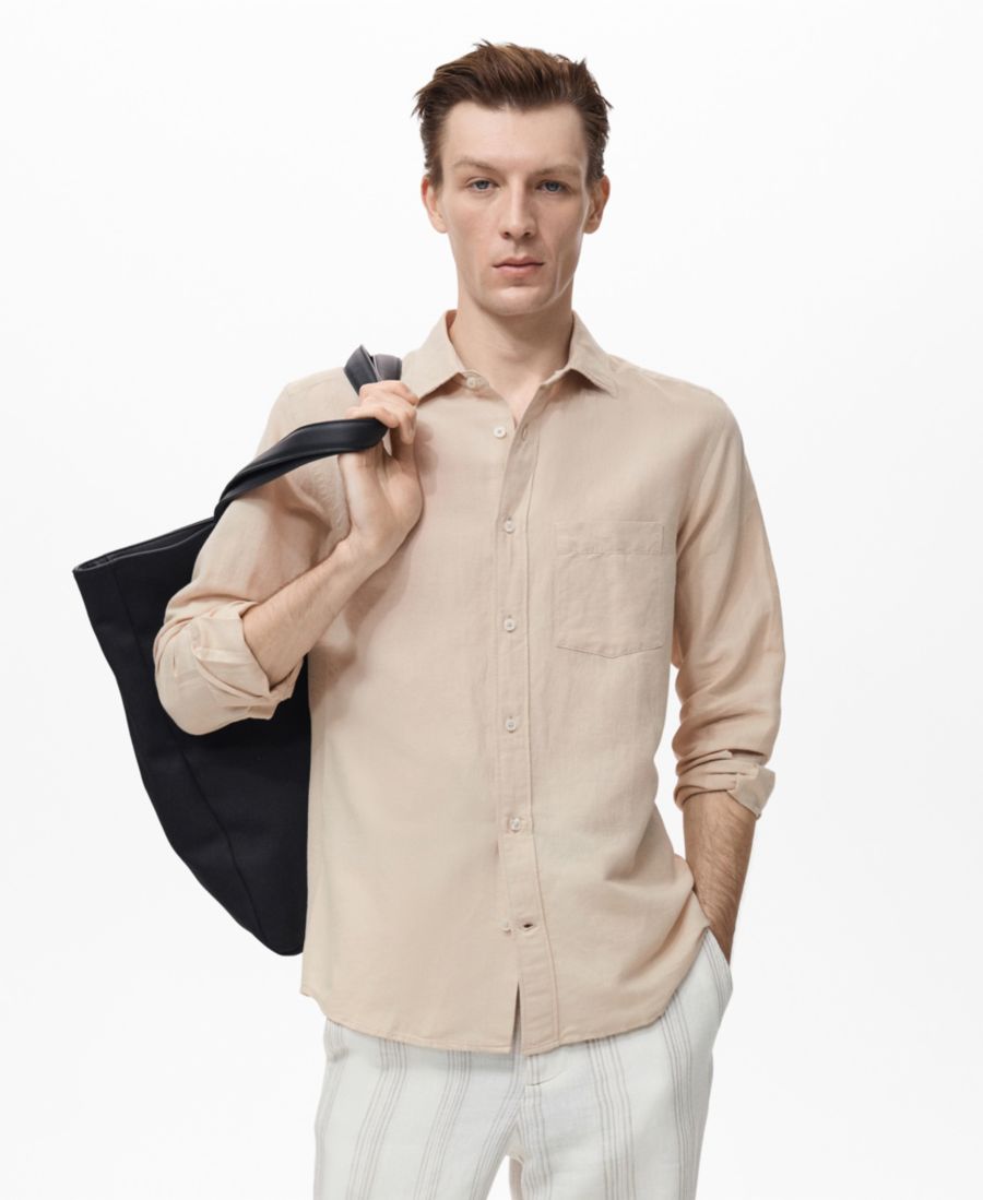 Мужская льняная рубашка с карманами MANGO, Sand
Мужская льняная рубашка с карманами MANGO, Sand