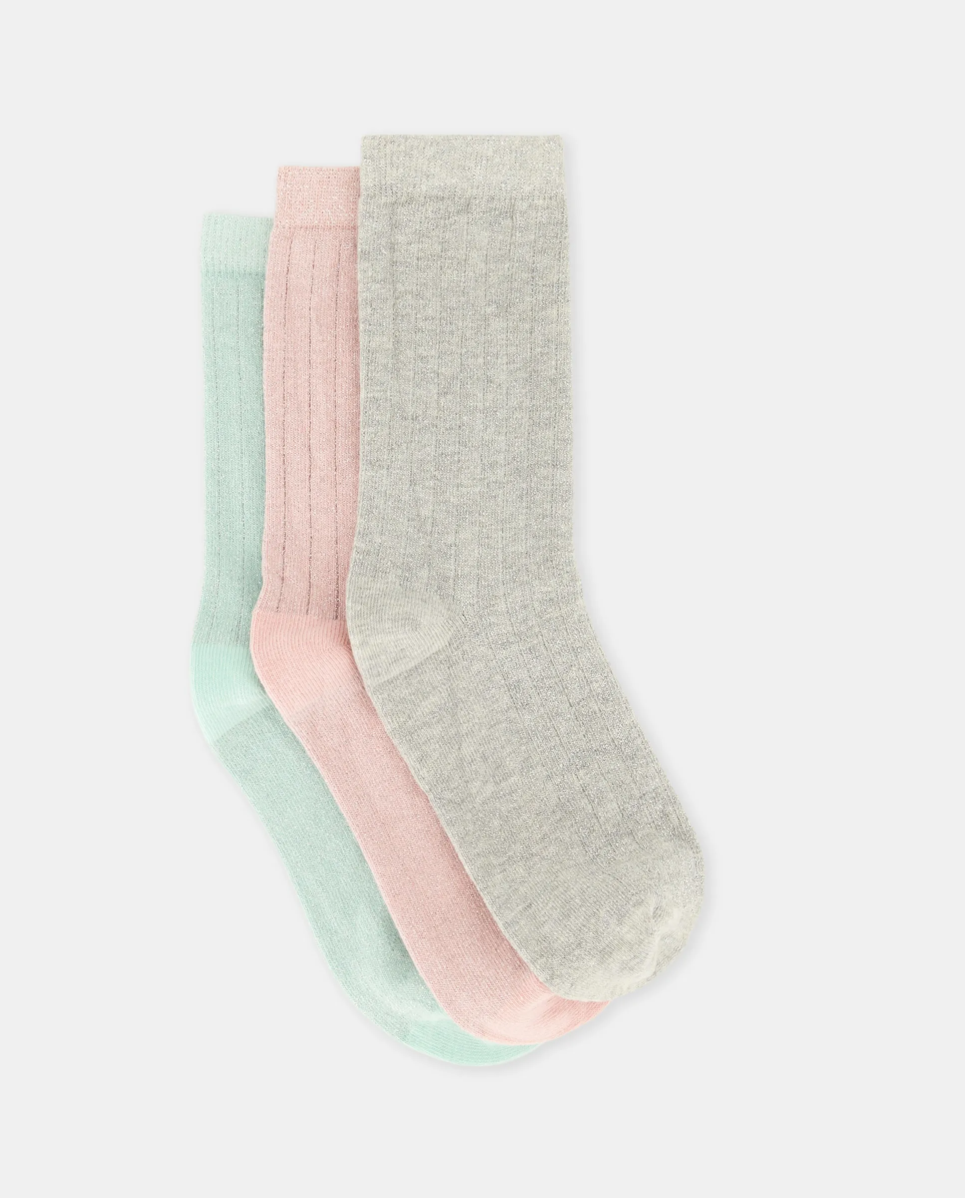 Набор из 3 девичьих ребристых носков с люрексом Cotton Juice, многоцветный
Набор из 3 девичьих ребристых носков с люрексом Cotton Juice, многоцветный