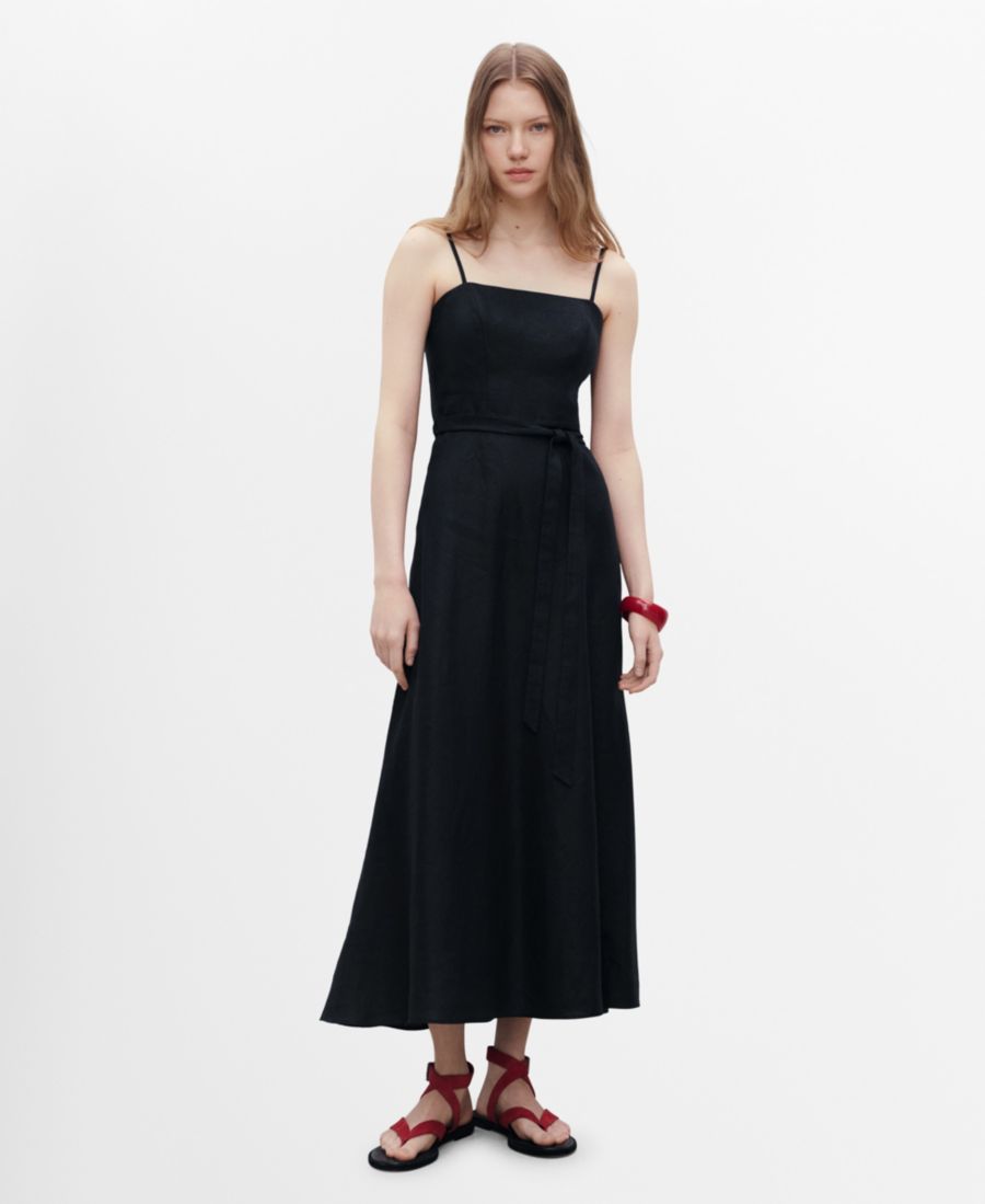 Женское платье из льняной смеси с бантом MANGO, Black
Женское платье из льняной смеси с бантом MANGO, Black