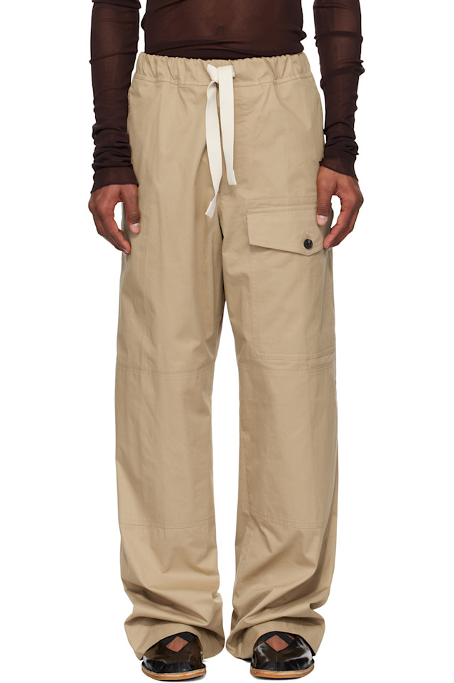 Штаны карго с кулиской Dries Van Noten, бежевый
Штаны карго с кулиской Dries Van Noten, бежевый