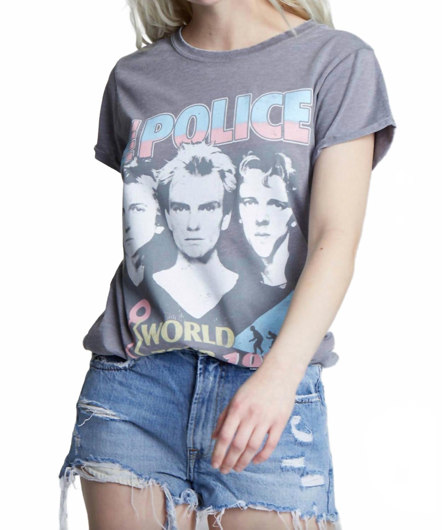 Футболка Police World Tour 1983 в стально-сером цвете Recycled Karma, серый 
Футболка Police World Tour 1983 в стально-сером цвете Recycled Karma, серый