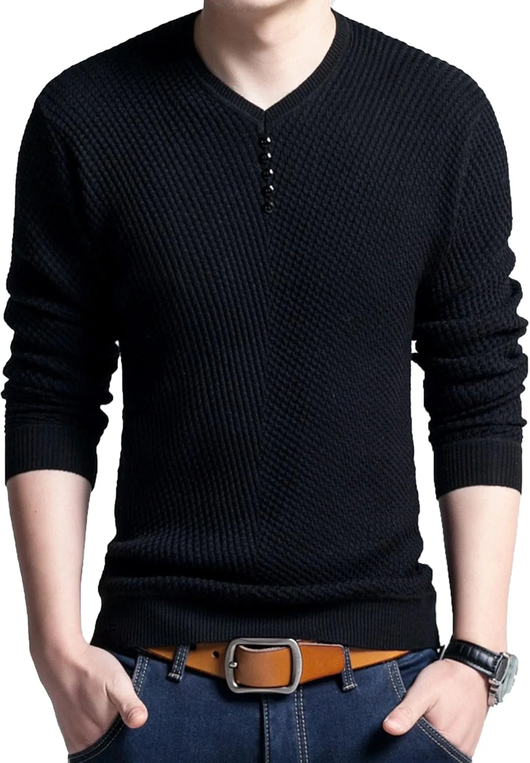 Мужской свитер с V-образным вырезом и рельефным узором, длинный рукав, slim fit
Мужской свитер с V-образным вырезом и рельефным узором, длинный рукав, slim fit