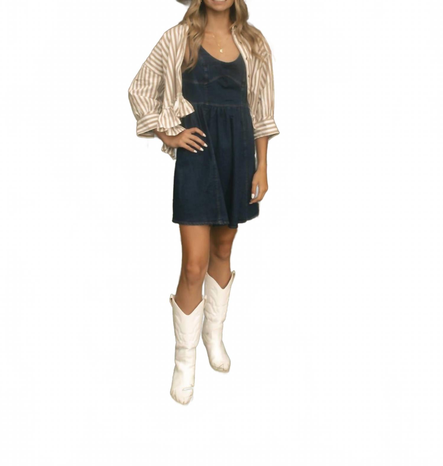 Джинсовое струящееся мини-платье с высокой талией темно-синего цвета Hope & Sunshine, темно-синий
Джинсовое струящееся мини-платье с высокой талией темно-синего цвета Hope & Sunshine, темно-синий