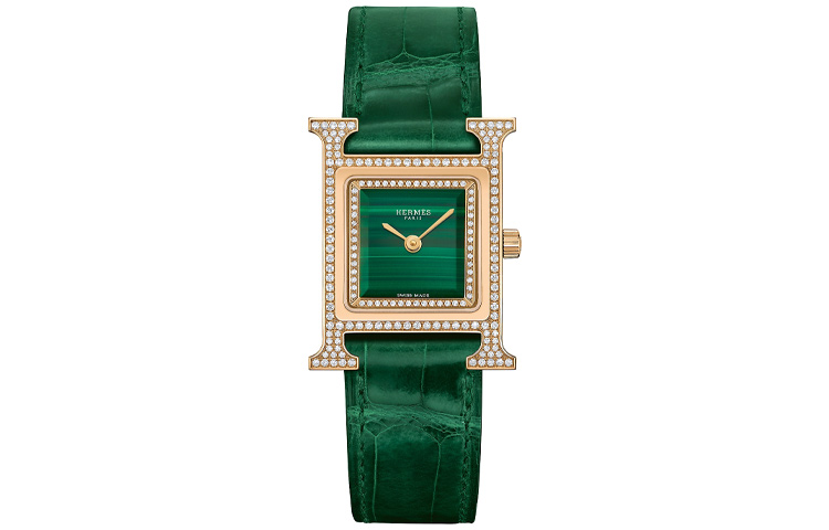 HERMES Женские часы heure h кварцевый механизм ремешок из крокодиловой кожи зеленый циферблат w054095ww00
HERMES Женские часы heure h кварцевый механизм ремешок из крокодиловой кожи зеленый циферблат w054095ww00