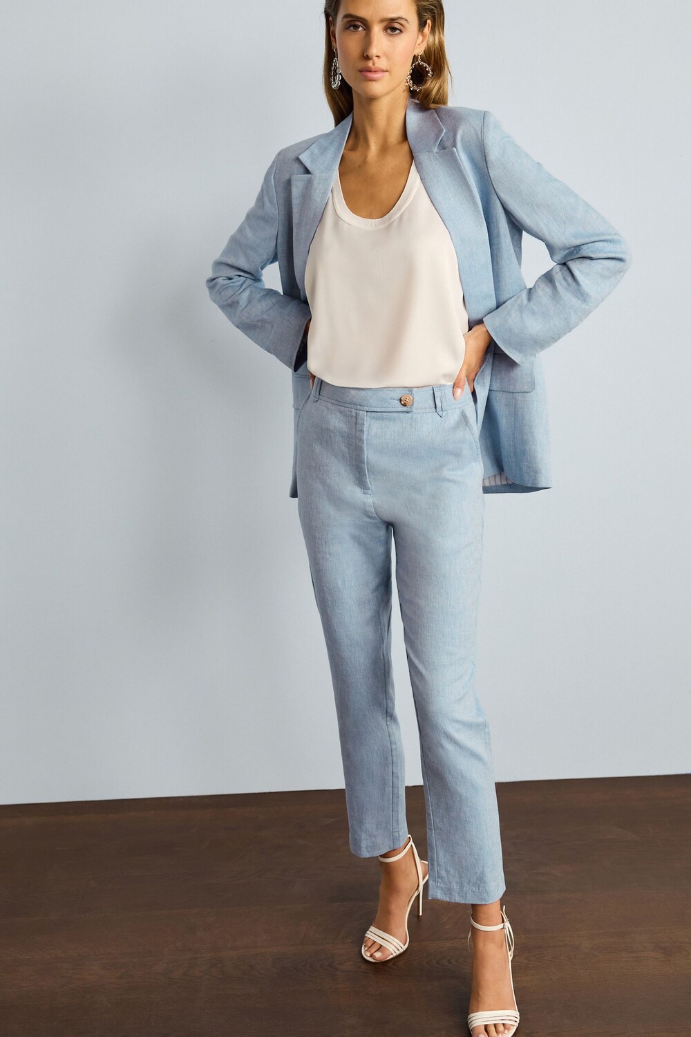 Текстурированные зауженные брюки из смесового льна Next, синий
Текстурированные зауженные брюки из смесового льна Next, синий