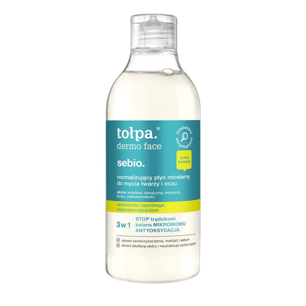 Tołpa, Dermo face sebio, мицеллярная жидкость для умывания лица и глаз, 400 мл
Tołpa, Dermo face sebio, мицеллярная жидкость для умывания лица и глаз, 400 мл