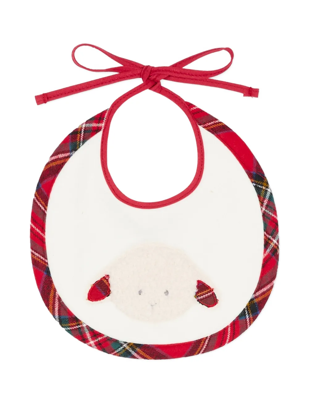 Слюнявчик с отделкой в тартан и аппликацией овечки Le Boo Beebè, белый
Слюнявчик с отделкой в тартан и аппликацией овечки Le Boo Beebè, белый