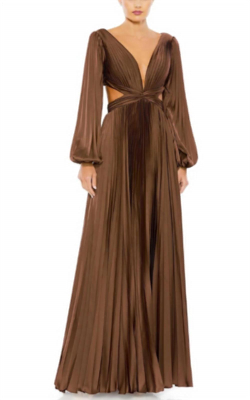 Платье Ieena For Mac Duggal с длинными рукавами и вырезом в складку цвета эспрессо, цвет espresso 
Платье Ieena For Mac Duggal с длинными рукавами и вырезом в складку цвета эспрессо, цвет espresso