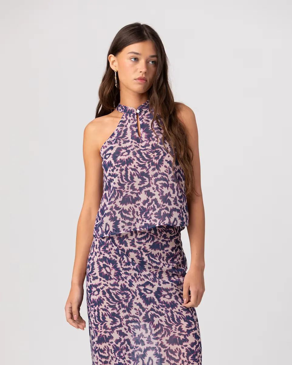 Женский топ без рукавов с чокерным воротником Noon, фиолетовый
Женский топ без рукавов с чокерным воротником Noon, фиолетовый