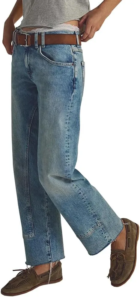 Женские джинсы с высокой талией и широкими штанинами Vintage Washed с потертым подолом TACSTRUN
Женские джинсы с высокой талией и широкими штанинами Vintage Washed с потертым подолом TACSTRUN