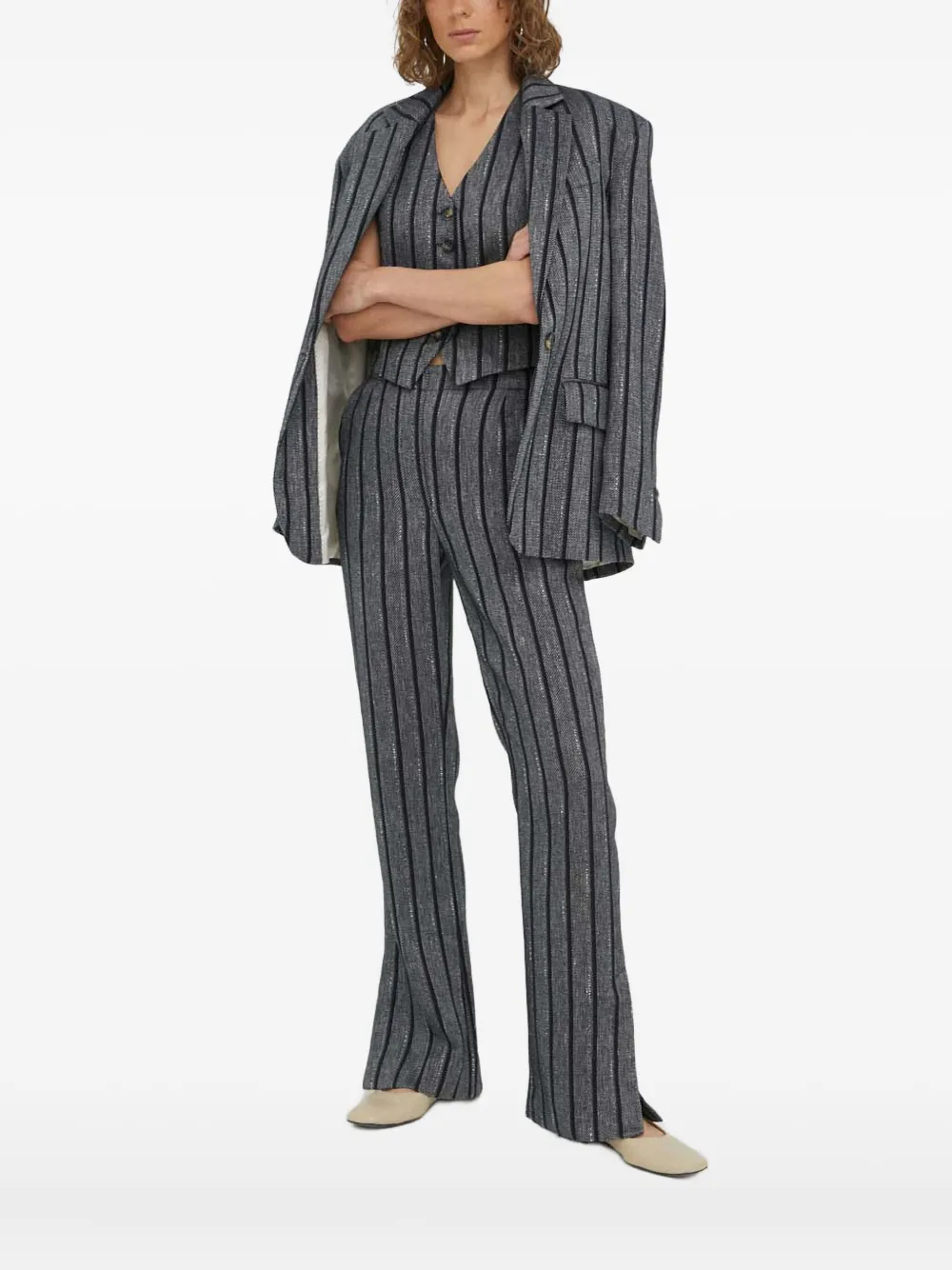 Жилет на пуговицах в полоску Day Birger Et Mikkelsen, серый 
Жилет на пуговицах в полоску Day Birger Et Mikkelsen, серый