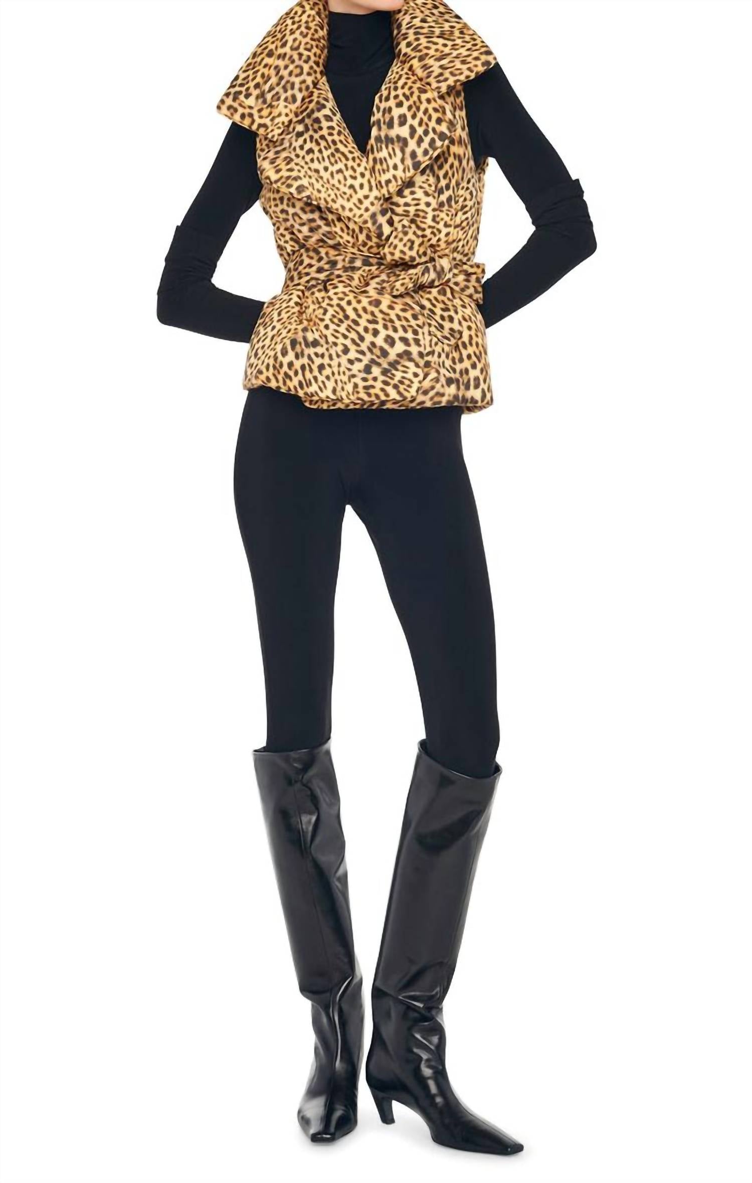 Безрукавный спальный мешок-жилет в леопардовом принте Norma Kamali 
Безрукавный спальный мешок-жилет в леопардовом принте Norma Kamali