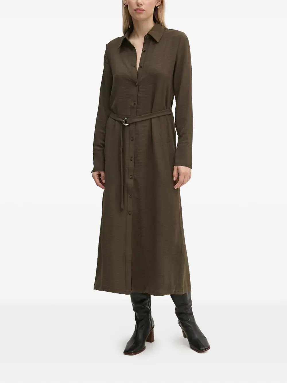 Платье-рубашка миди с поясом и застежкой на пуговицы Desigual, зеленый
Платье-рубашка миди с поясом и застежкой на пуговицы Desigual, зеленый