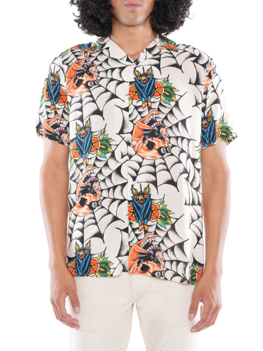 Рубашка с графическим принтом Camp Cult Of Individuality, кремовый 
Рубашка с графическим принтом Camp Cult Of Individuality, кремовый