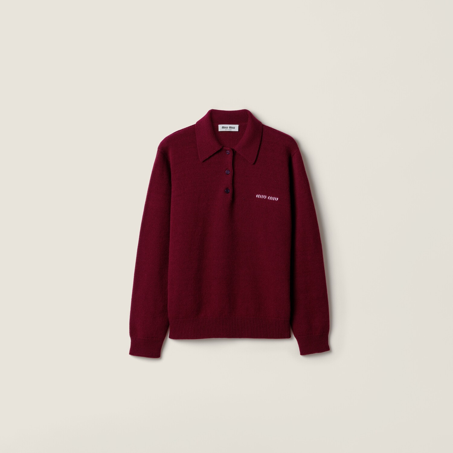 Кашемировый пуловер-поло MIU MIU, красный амарант/кукурузный желтый
Кашемировый пуловер-поло MIU MIU, красный амарант/кукурузный желтый