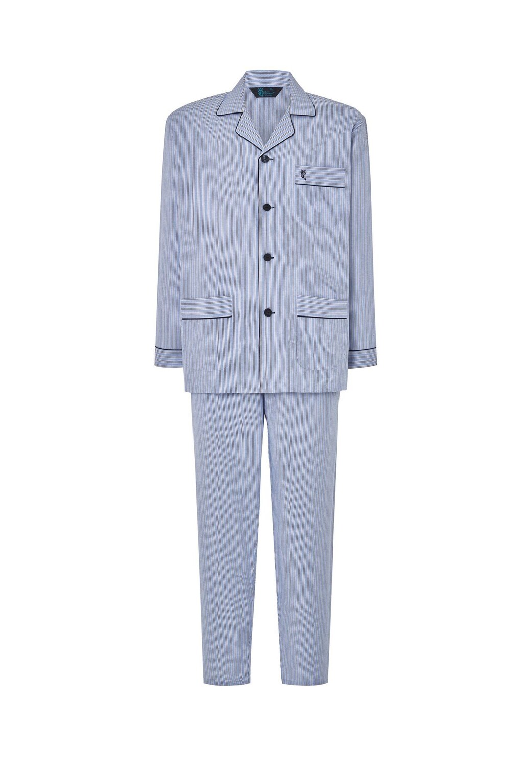 Мужская пижама из поплина с длинным воротником с лацканами в полоску синего цвета El Búho NOCTURNO, синий
Мужская пижама из поплина с длинным воротником с лацканами в полоску синего цвета El Búho NOCTURNO, синий