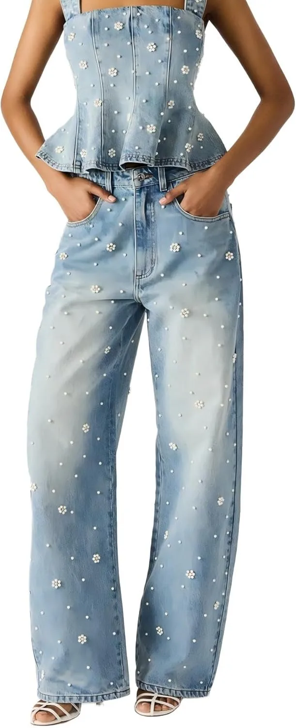 Женские джинсы Pearl High Waisted Boyfriend Baggy Wide Straight Leg с пайетками WGXWGX
Женские джинсы Pearl High Waisted Boyfriend Baggy Wide Straight Leg с пайетками WGXWGX