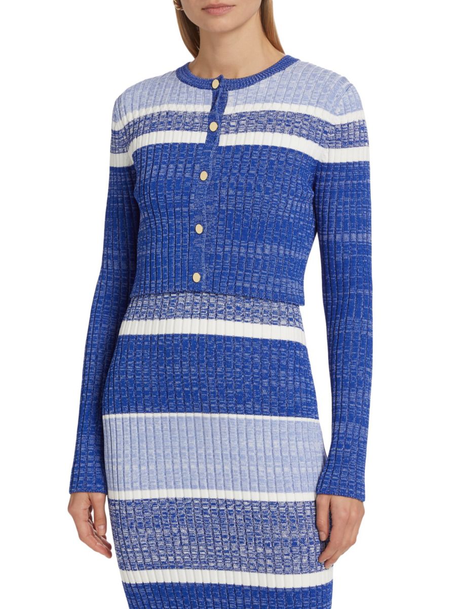 Укороченный кардиган Kara Stripe Toccin, темно-синий 
Укороченный кардиган Kara Stripe Toccin, темно-синий