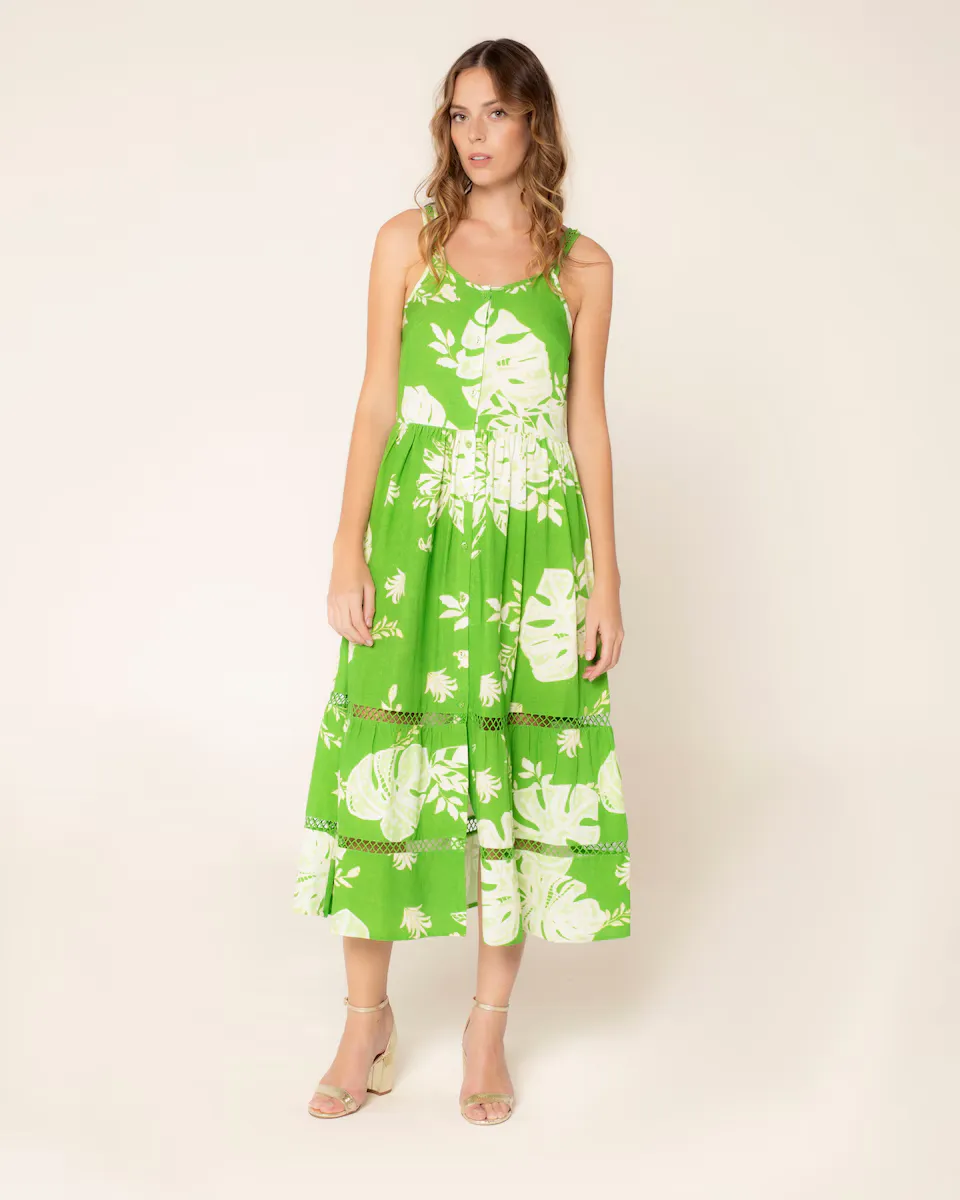 Тропическое макси-платье на пуговицах Niza, зеленый
Тропическое макси-платье на пуговицах Niza, зеленый