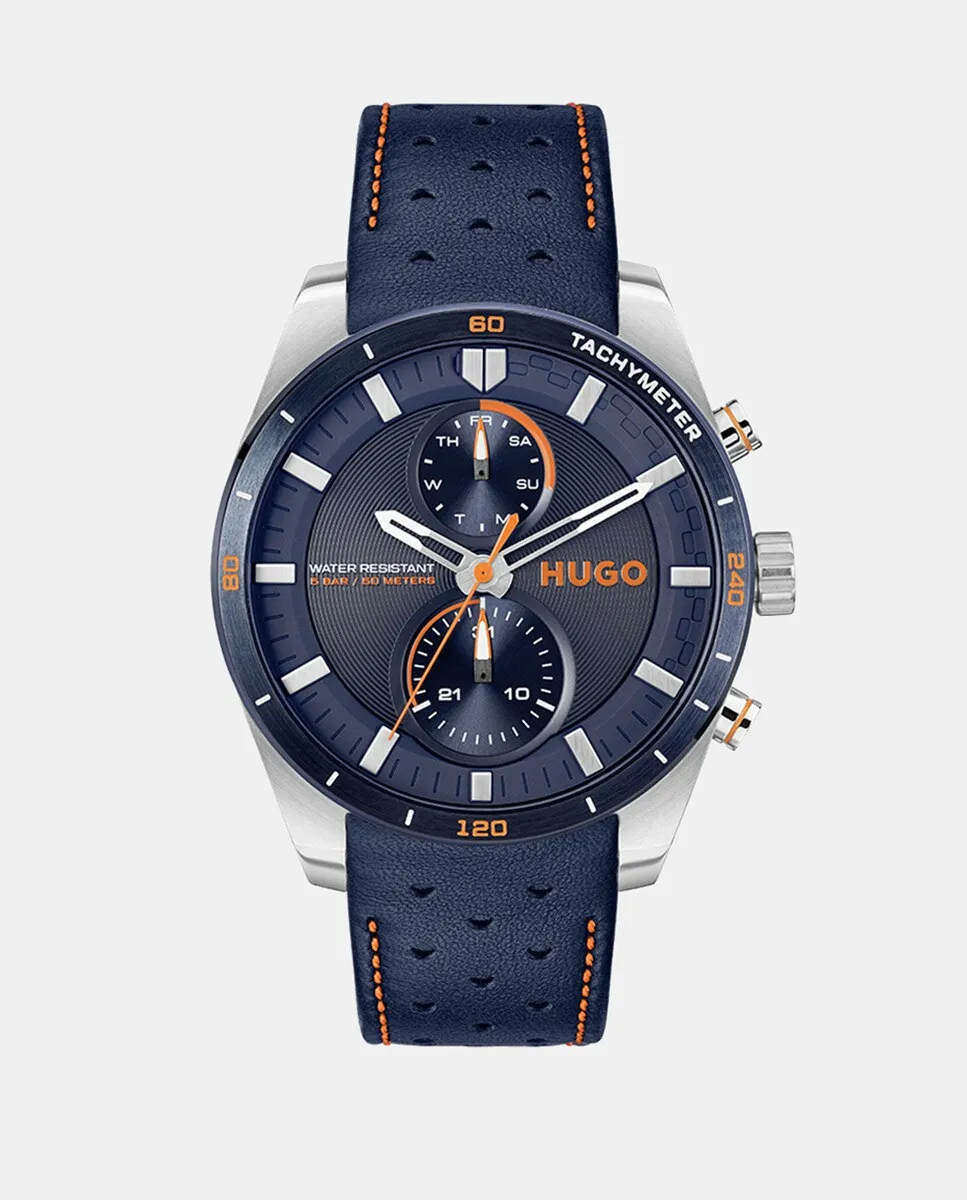 Многофункциональные синие кожаные мужские часы Fast 1530371 Hugo
Многофункциональные синие кожаные мужские часы Fast 1530371 Hugo