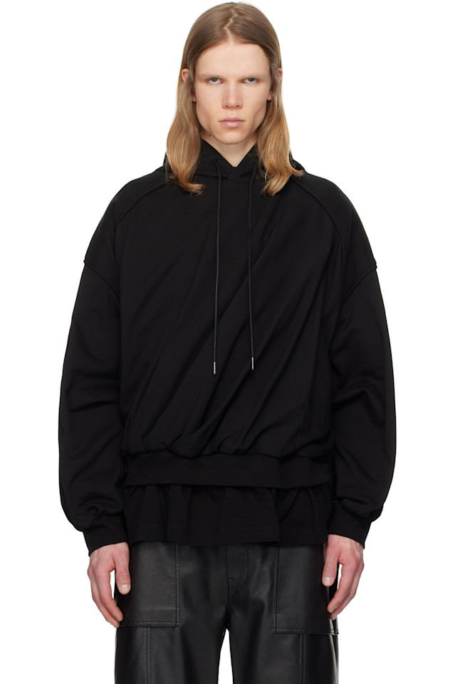 Многослойный худи с асимметрией Juun.J, черный
Многослойный худи с асимметрией Juun.J, черный