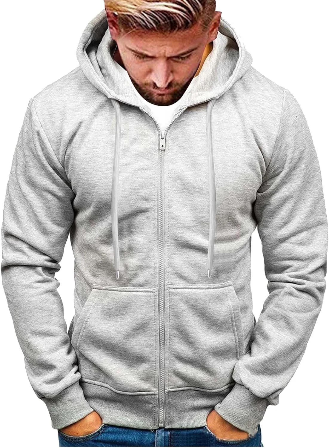 Мужская флисовая толстовка с капюшоном, теплая, на молнии
Мужская флисовая толстовка с капюшоном, теплая, на молнии