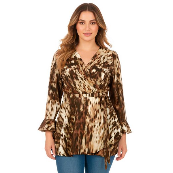 Женский топ с запахом и баской plus size Avenue, Neutral Brushed Animal
Женский топ с запахом и баской plus size Avenue, Neutral Brushed Animal