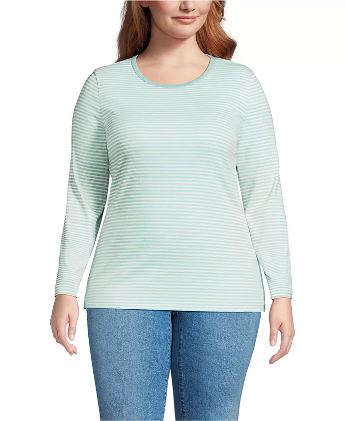 Футболка больших размеров с длинным рукавом и микрорубчиком Lands' End, зеленый
Футболка больших размеров с длинным рукавом и микрорубчиком Lands' End, зеленый