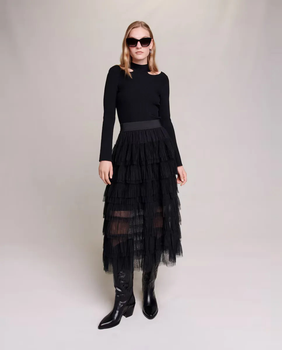 Юбка-миди с рюшами из тюля Maje, черный
Юбка-миди с рюшами из тюля Maje, черный