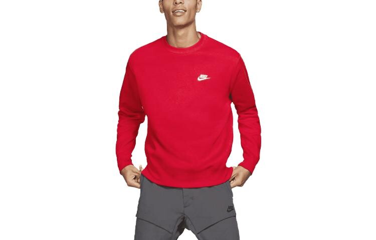 Спортивная одежда Club флисовый свитер с круглым вырезом Nike, красный 
Спортивная одежда Club флисовый свитер с круглым вырезом Nike, красный