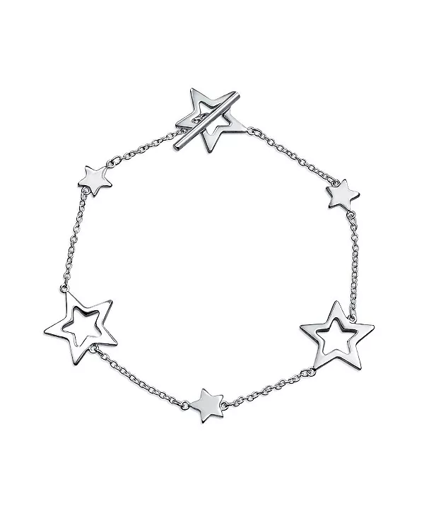 Браслет Celestial American USA Patriotic Open Stars Rock Star из стерлингового серебра 925 пробы с застежкой-тогл Bling Jewelry, silver
Браслет Celestial American USA Patriotic Open Stars Rock Star из стерлингового серебра 925 пробы с застежкой-тогл Bling Jewelry, silver