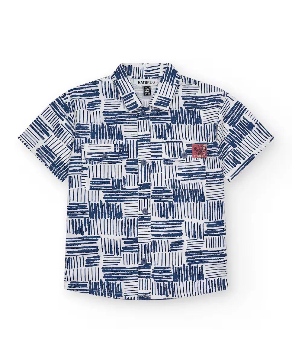 Детская рубашка белого цвета с синим геометрическим принтом и декоративным карманом Tuc tuc, белый
Детская рубашка белого цвета с синим геометрическим принтом и декоративным карманом Tuc tuc, белый