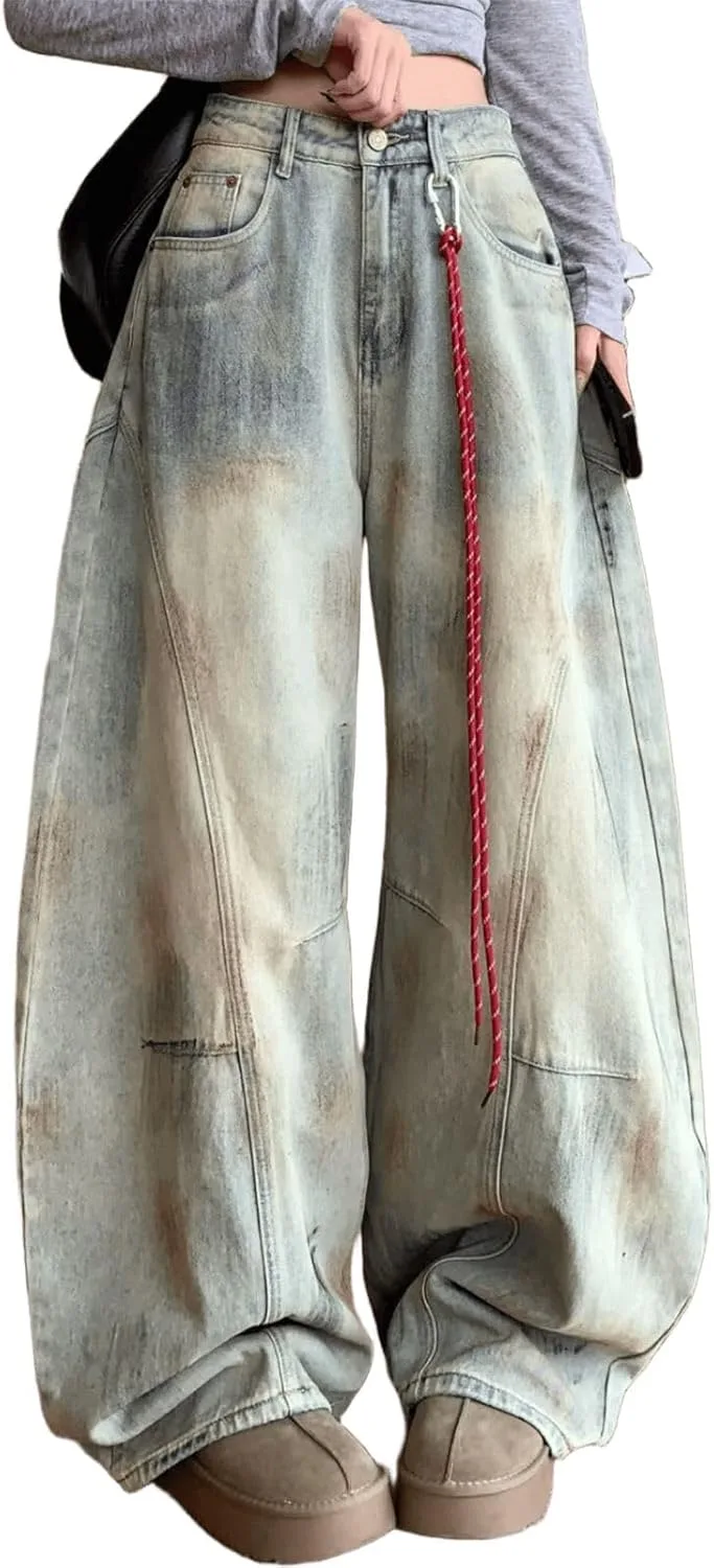 Высокие мешковатые джинсы для женщин в стиле ретро FEUSEUZ
Высокие мешковатые джинсы для женщин в стиле ретро FEUSEUZ