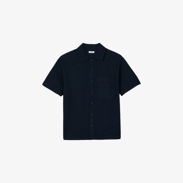 Рубашка короткая Sandro с пуговицами и вафельной текстурой, синий
Рубашка короткая Sandro с пуговицами и вафельной текстурой, синий