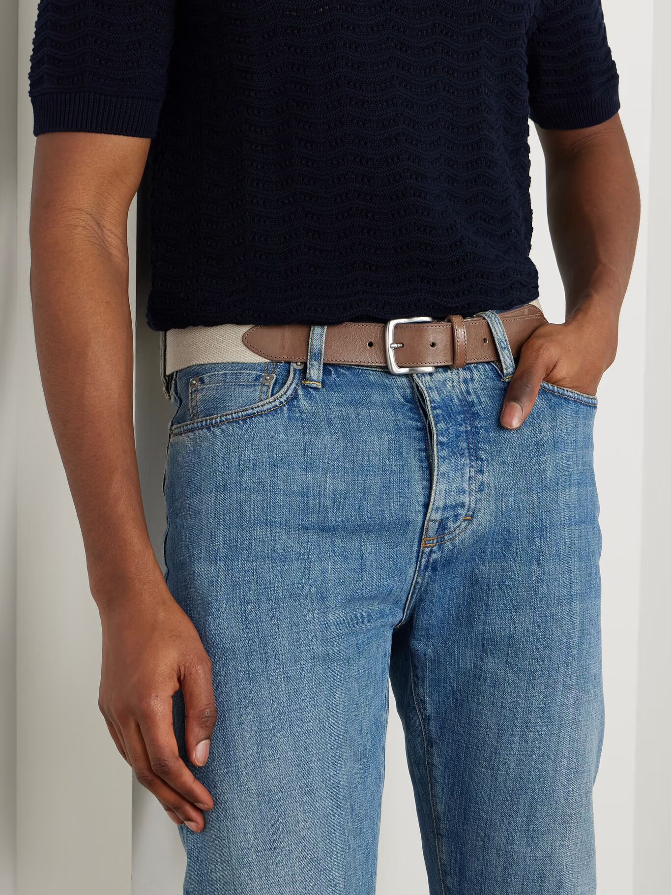 Ремень из кожи и холста 3,5 см MR P., нейтральный
Ремень из кожи и холста 3,5 см MR P., нейтральный