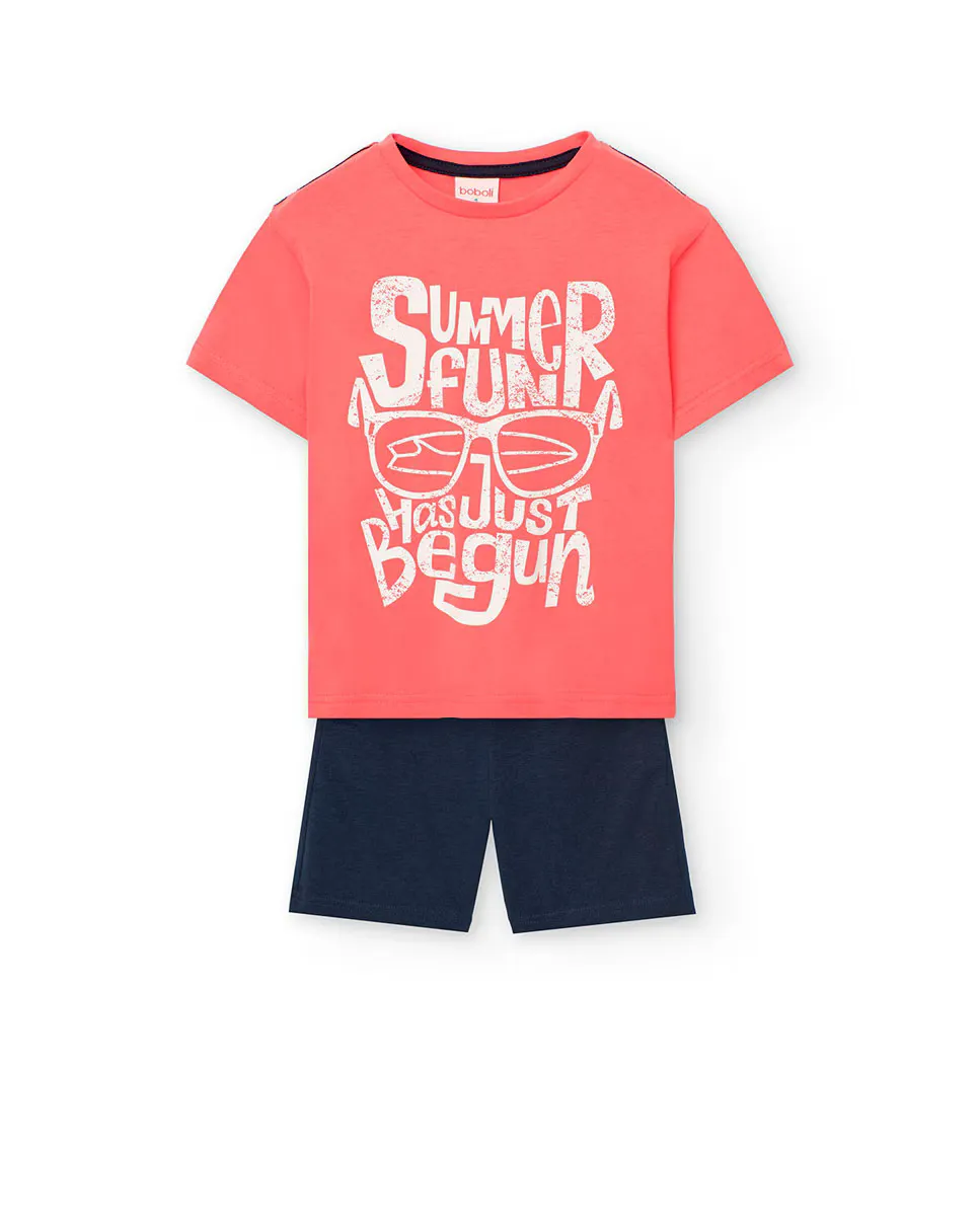Комплект для мальчика из футболки с принтом спереди и однотонных шорт Boboli, красный
Комплект для мальчика из футболки с принтом спереди и однотонных шорт Boboli, красный
