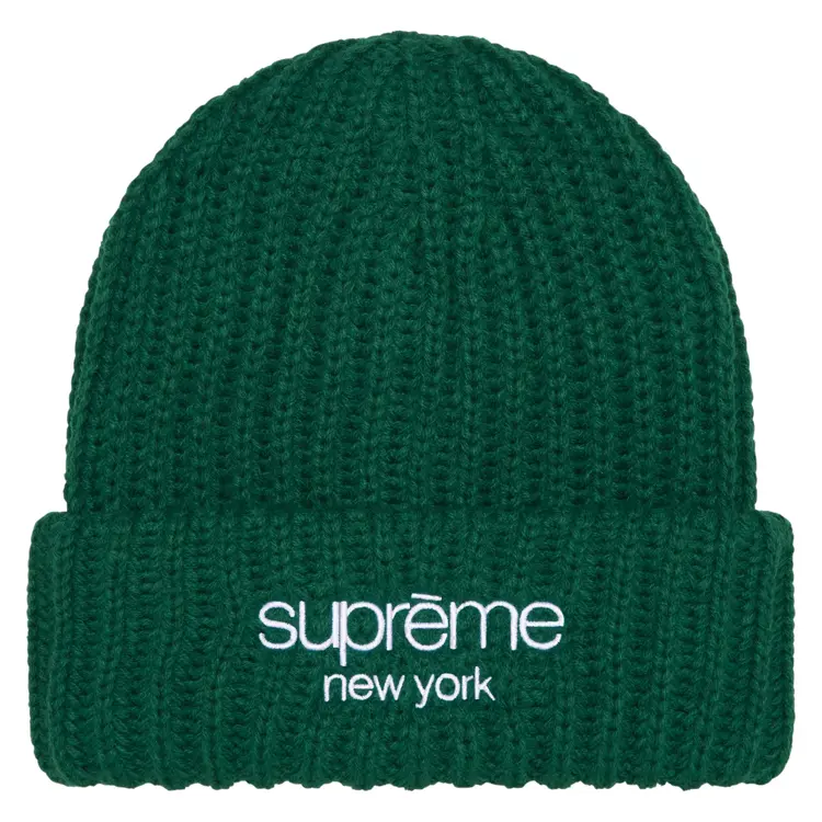Supreme Классическая шапка с логотипом и рубчиком, Green 
Supreme Классическая шапка с логотипом и рубчиком, Green