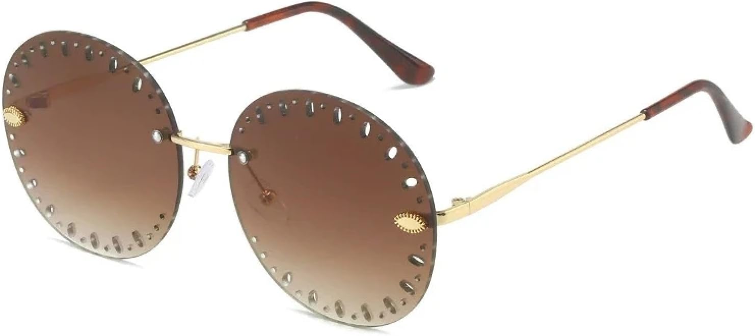 Винтажные солнцезащитные очки без оправы для женщин и мужчин, модные очки с полой оправой и круглым оправом, женские очки для активного отдыха и путешествий, очки с защитой от УФ-излучения UV400 TKKTLLT, Gold Gradient Tea
Винтажные солнцезащитные очки без оправы для женщин и мужчин, модные очки с полой оправой и круглым оправом, женские очки для активного отдыха и путешествий, очки с защитой от УФ-излучения UV400 TKKTLLT, Gold Gradient Tea