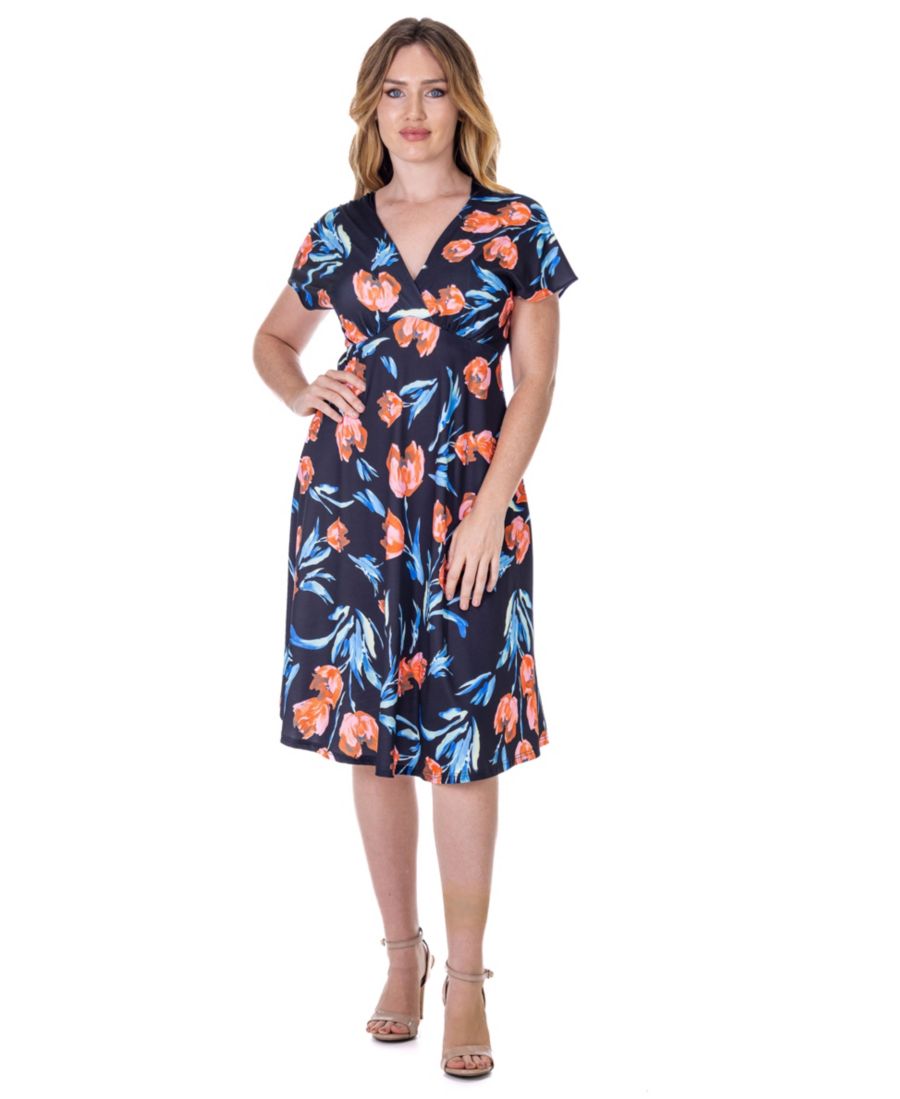 Платье-кимоно с короткими рукавами и принтом тюльпанов, длиной до колена 24seven Comfort Apparel, Black Multi
Платье-кимоно с короткими рукавами и принтом тюльпанов, длиной до колена 24seven Comfort Apparel, Black Multi