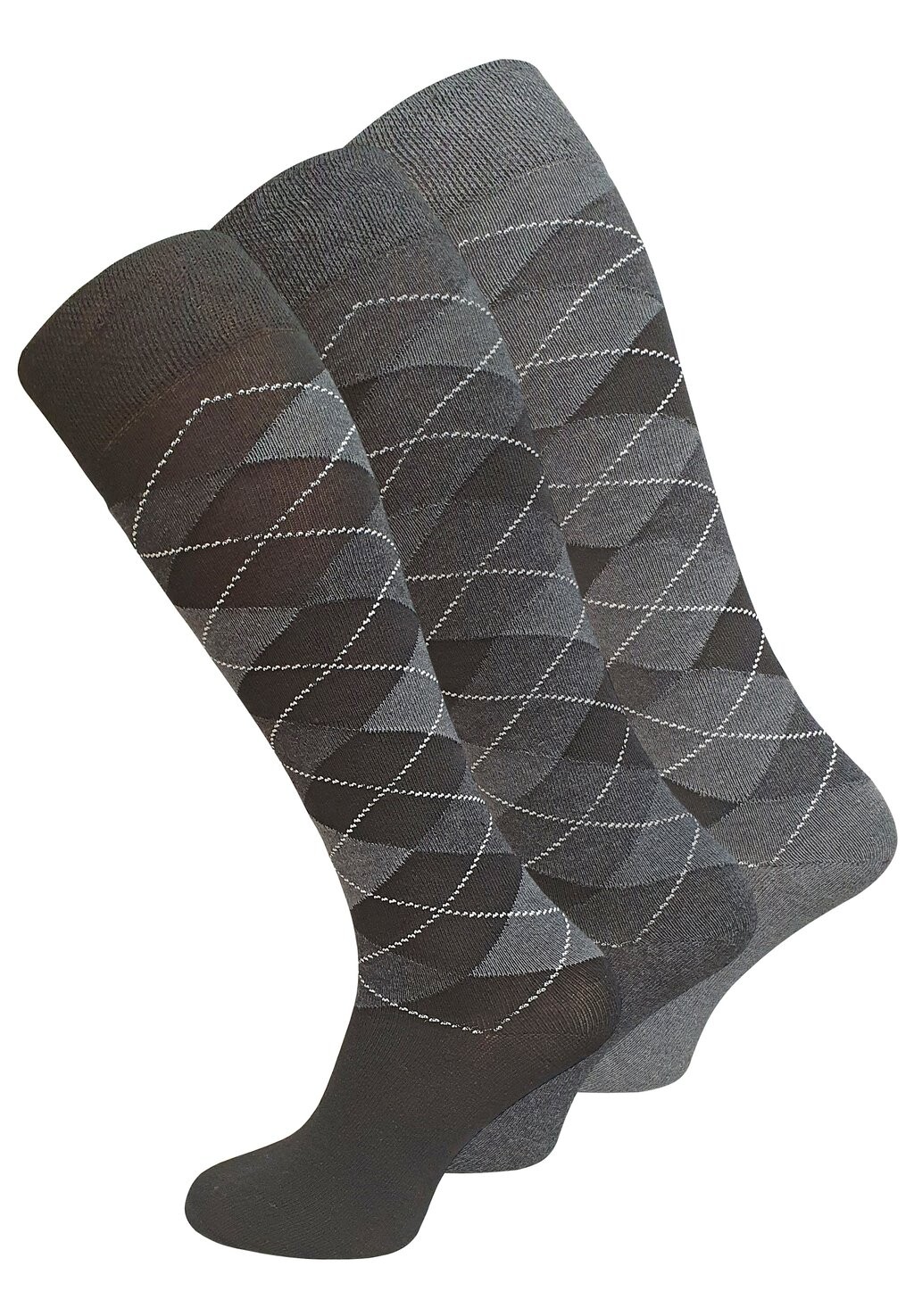 Носки выше колена COMFORT 3 PAAR MIT KAROS Cotton Prime, антрацит 
Носки выше колена COMFORT 3 PAAR MIT KAROS Cotton Prime, антрацит
