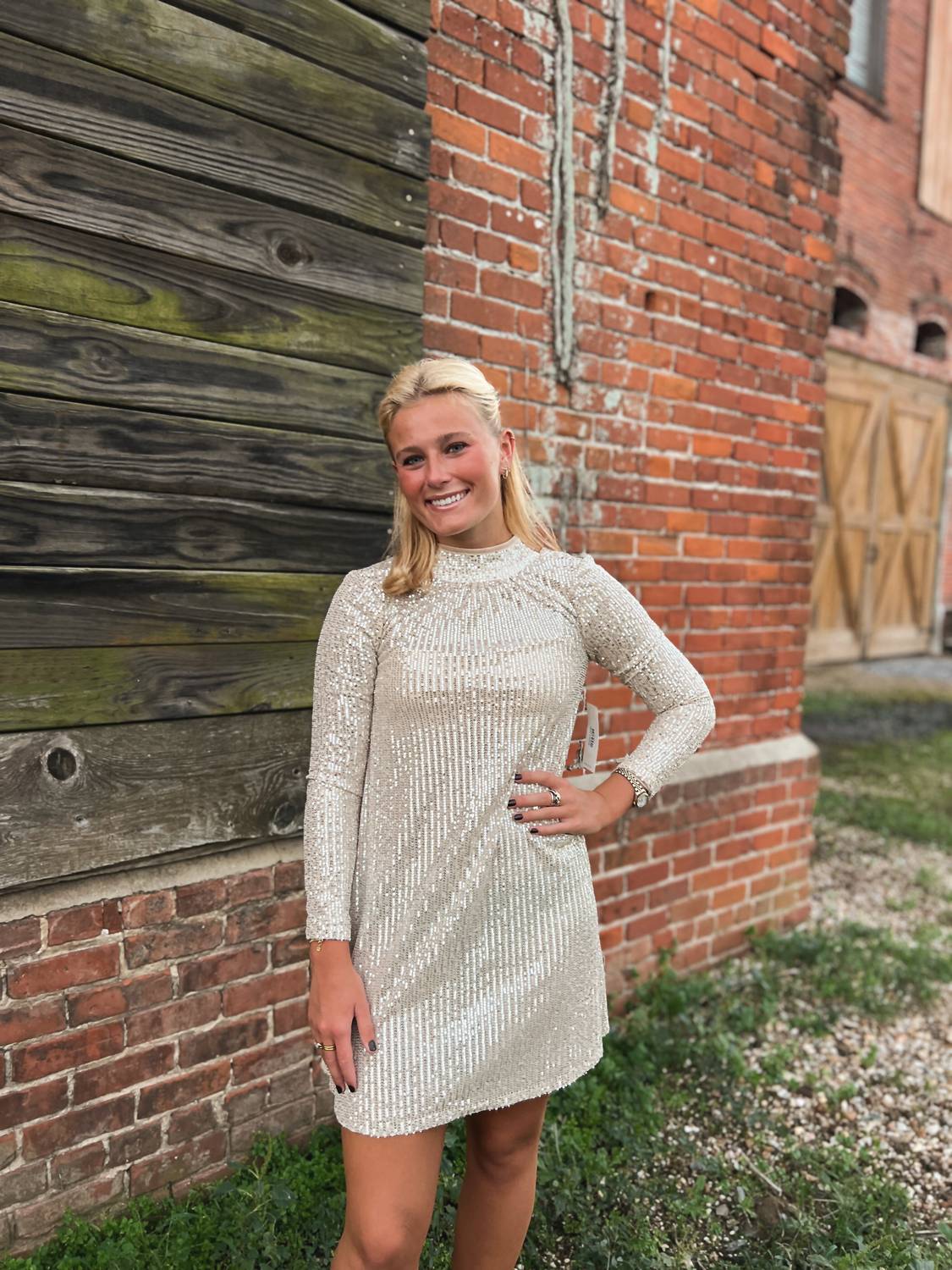 Жаклин длинное платье с пайетками и рукавами в цвете шампань Design History, Champagne
Жаклин длинное платье с пайетками и рукавами в цвете шампань Design History, Champagne