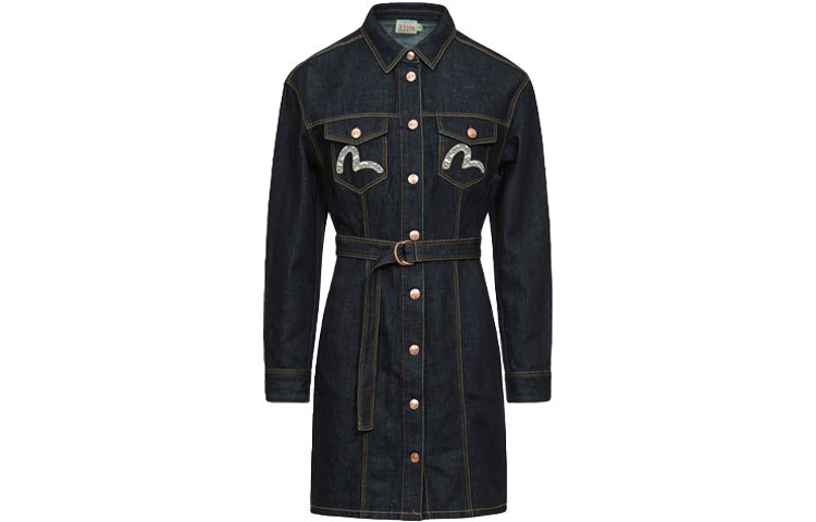 Платье с длинными рукавами женское джинсовое синее Evisu 
Платье с длинными рукавами женское джинсовое синее Evisu