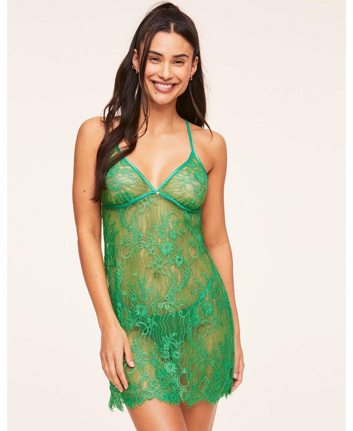 Женский комплект нижнего белья в стиле бебидолл и трусиков Addison без подкладки Adore Me, зеленый