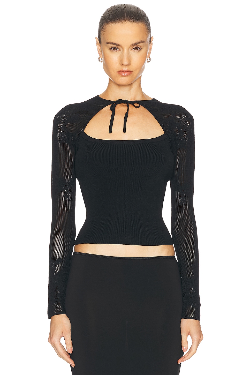 Кружевной трикотажный топ в стиле пуантелле в стиле декольте fleur du mal, черный
Кружевной трикотажный топ в стиле пуантелле в стиле декольте fleur du mal, черный