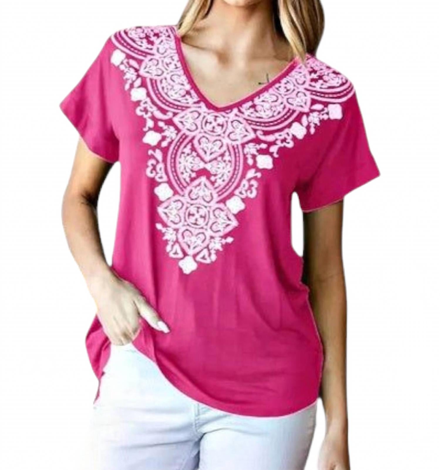 Дамасский принт топ с рукавом долман - плюс в цвете фуксия HEIMISH USA
Дамасский принт топ с рукавом долман - плюс в цвете фуксия HEIMISH USA